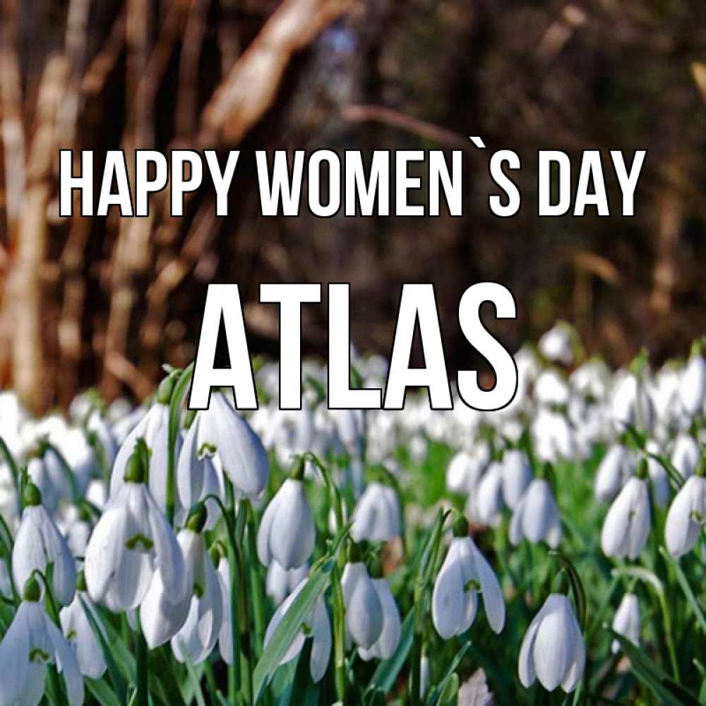 Greetings card с именем, Atlas happy women`s day с подснежниками 1 Greetings with text for free download 